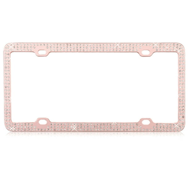 Download Insten Rose Gold Diamond License Plate Frame - Walmart.com ...