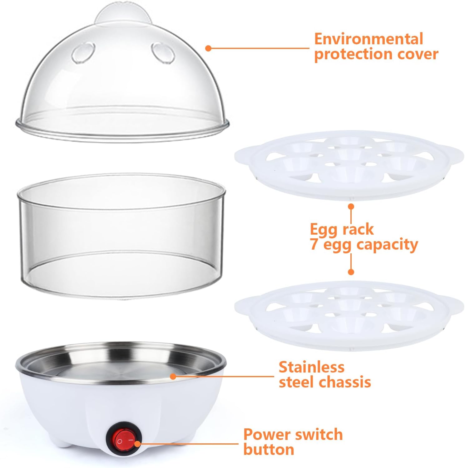 Egg Cooker,350W Rapid Electric Egg Maker,Egg Steamer,Egg Boiler,Egg Cookers With Automatic Shut Off,14 Egg Capacity Double-Layer Lazy Egg Boiler,Multifunction Heated Milk,Heated Food