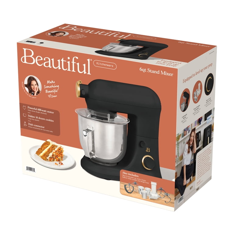 Beautiful 6 Qt Tilt-Head Stand Mixer with Dough Hook, Flat Beater