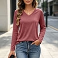 thumbnail image 5 of jjayotai Womens Long Sleeve Shirts V Neck Basic Tee Tops Dressy Casual Business Work Blouses Fall Outfits, 5 of 6