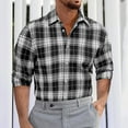 thumbnail image 2 of Shirts for Men Winter Fall Long Sleeve Fashion Fashionable Thin Stripe Slim Lightweight Breathable Button Down Plaid Lapel Formal Shirt Casual T-shirt Tops, 2 of 8