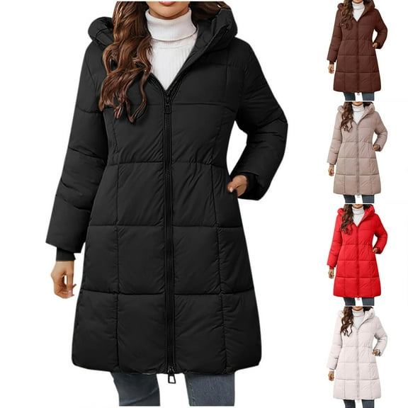 Warm Trench Coat For Women Casual Comfortable Long Sleeve Zipper Black Fall/Winter Outerwear Jacket With Pockets (XL)