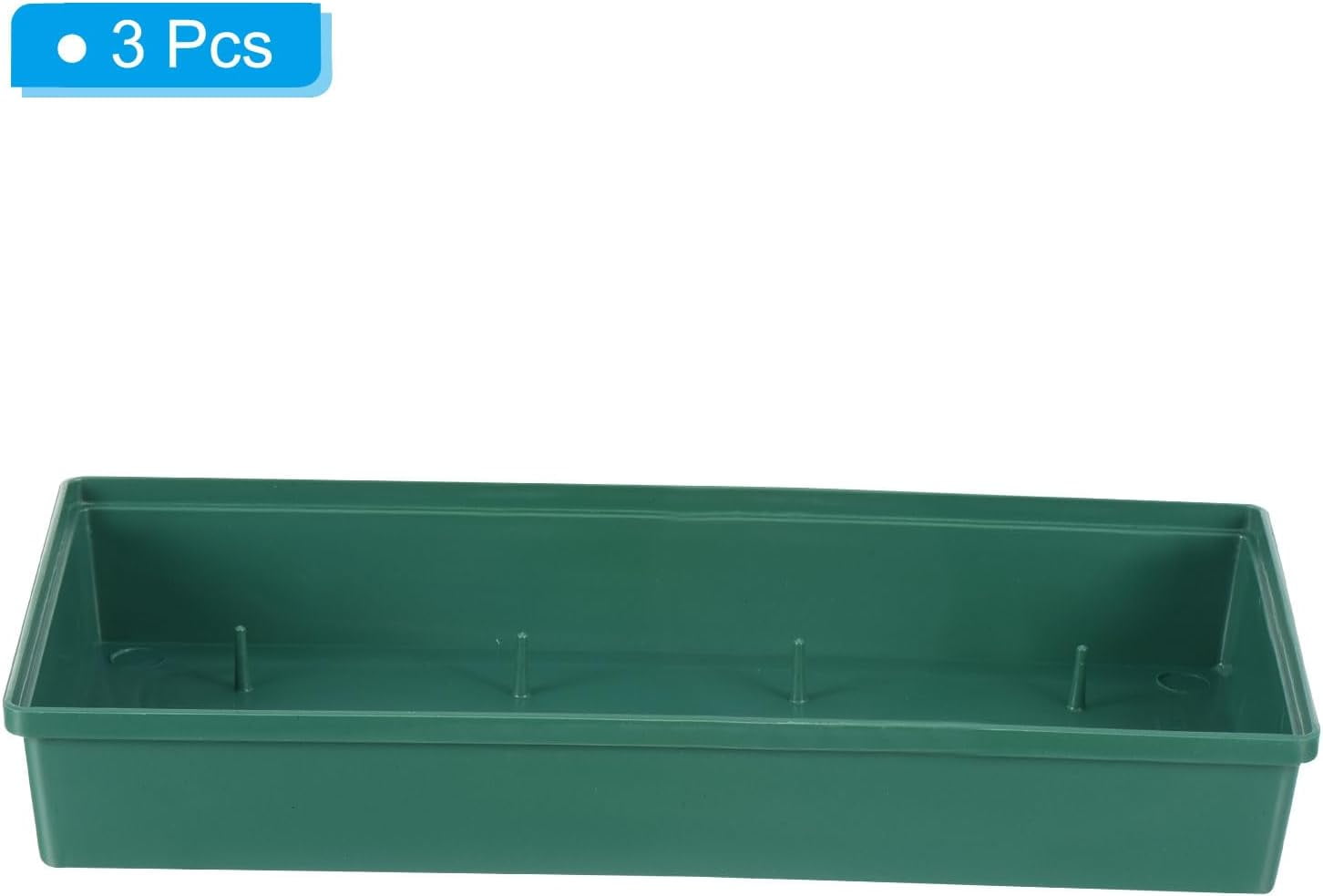 ABCISI Floral Centerpiece Trays, 3 Pcs 11" Plastic Design Bowl Flower Arrangement Base for Party/Wedding Decorating, Rectangular Flower Foam Holder Box, Green