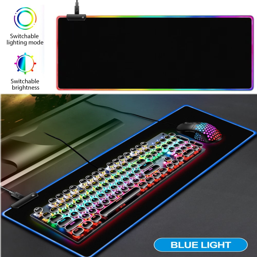 Computer Keyboard Waterproof Mouse Pad-31.5X12IN USB Detachable RGB Soft Gaming Mouse Pad Large,Large Size RGB LED Luminous Mouse Pad Natural Rubber Non-Slip Bottom