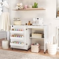 thumbnail image 2 of Costway Folding Sewing Table Rolling Craft Station with 3 Storage Bins & Charging Station White, 2 of 10