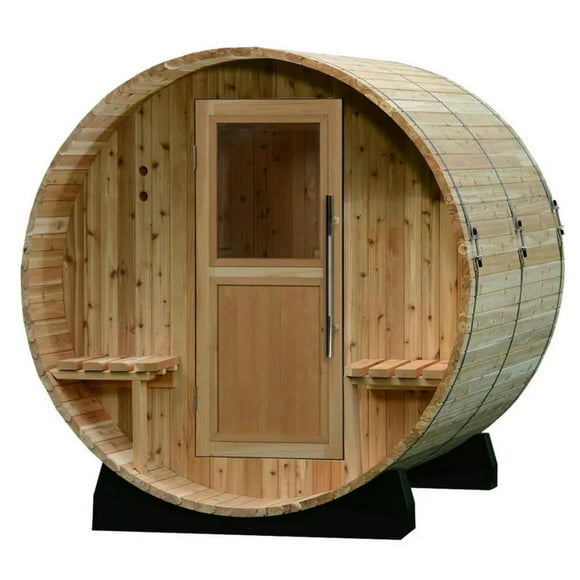 Almost Heaven Audra Cedar 4-Person Electric Canopy Barrel Sauna – Premium Outdoor Sauna for Relaxation, Detox, and Wellness