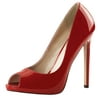 Womens Red Peep Toe Pumps Dressy Platform Shoes Sexy Stilettos 5 Inch Heels