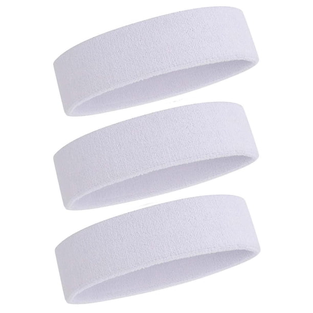 Diademas deportivas para hombre y mujer: 3 unidades, de algodón absorbente (blanco)