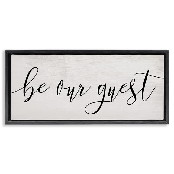 Stupell Industries Shabby Chic Be Our Guest Script Black Floating Frame Canvas Art, 25 x 11, by Lil' Rue