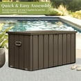 thumbnail image 6 of 150 Gallon Outdoor Storage Box with Lockable Lid & Rolling Wheels, Weatherproof UV-Protected Metal Container for Patio Furniture, Garden Tools, Dark Brown, 6 of 7