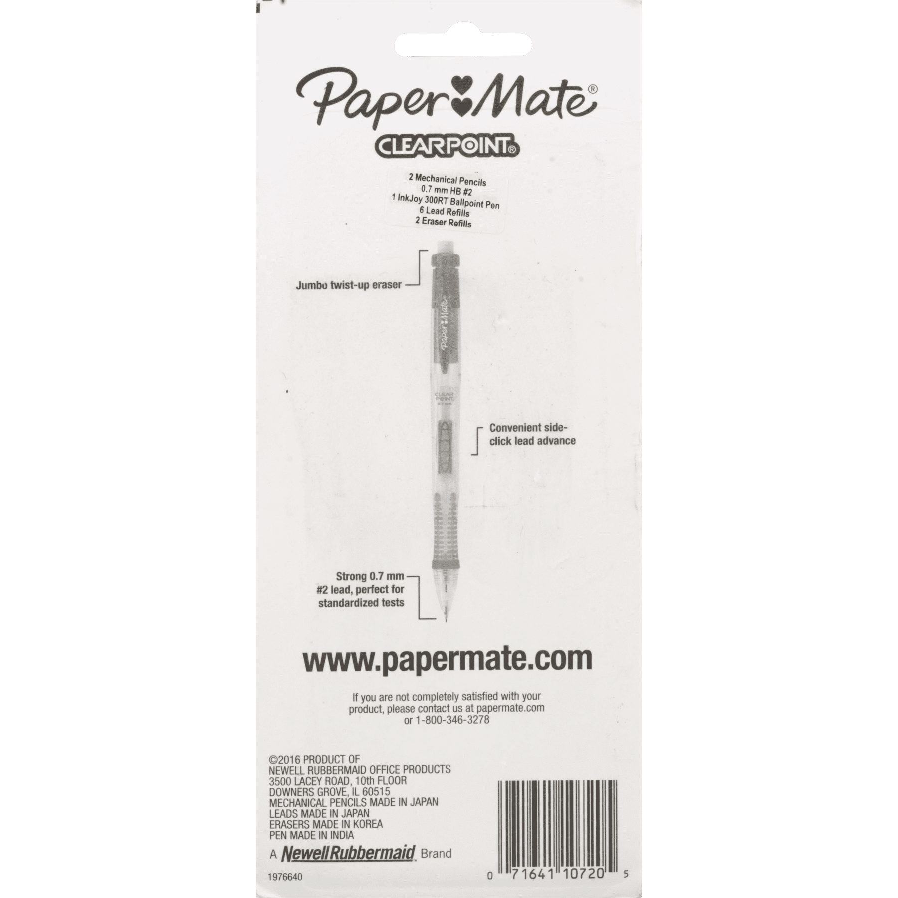 Paper Mate Clearpoint Mechanical Pencils, 0.7mm, HB #2, with Bonus InkJoy 300RT Blue Ballpoint Pen, 2 + 1 Pack