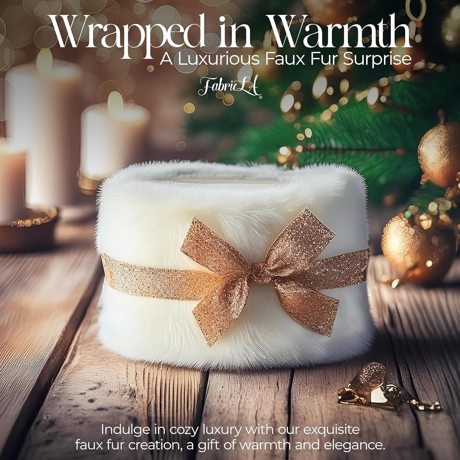 FabricLA Faux Fur Ribbon Trim Fabric - 3" Wide x 72" Long (6 FT) - Soft Christmas Fur Great for Crafting, Sewing, and Decorating - White