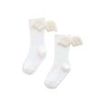 thumbnail image 1 of Niñas Bebés Hasta La Rodilla Calcetines Con Lazo Niño Otoño Invierno Ala De Ángel Algodón Peinado Estilo Español Liso Acanalado Medias Antideslizantes Gris / Xs Vogacara AP007375-01, 1 of 6