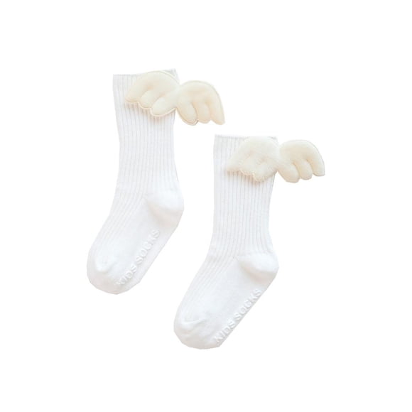 Niñas Bebés Hasta La Rodilla Calcetines Con Lazo Niño Otoño Invierno Ala De Ángel Algodón Peinado Estilo Español Liso Acanalado Medias Antideslizantes Gris / Xs sonducket AP007375-12