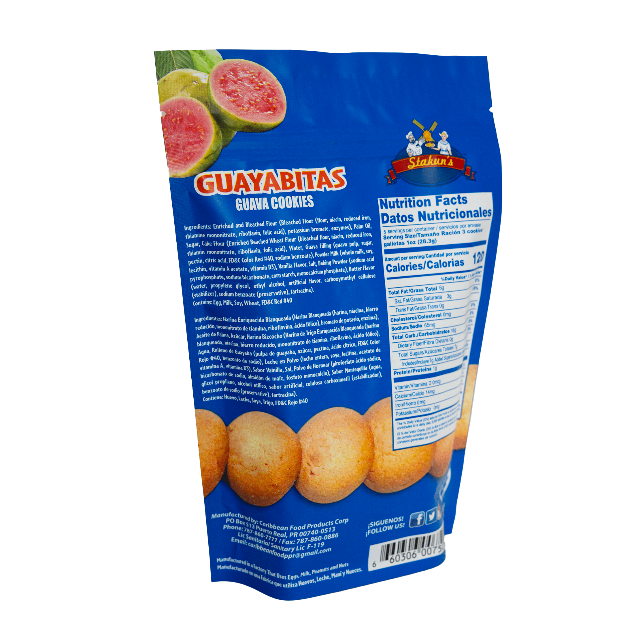 Stakun's Baked Guava Sugar Cookies 5 oz, Plastic Bag, Shelf Stable