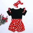 thumbnail image 3 of LMTODLFG Baby Boy Clothes Baby Girls Ruffles Romper Tops Polka Dot Shorts Headbnads Outfits Baby Boy Outfits Baby Boy Clothes 0-3 Months Black 12-18 Months, 3 of 9