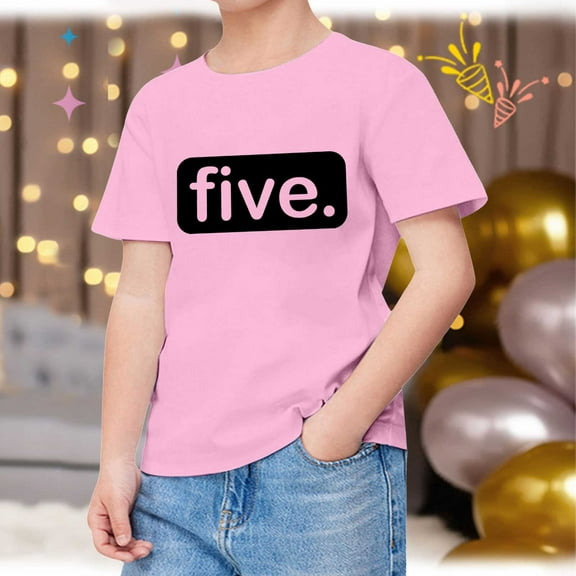 SNKSDGM Girls Girls Shirts Size 5T Shirts for Girls Size 10-12 Shirts for Teen Kids Girls Child Short Sleeve Happy Brithday Prints T Shirt Trendy Girls Fans Present Tops 2-3 Years