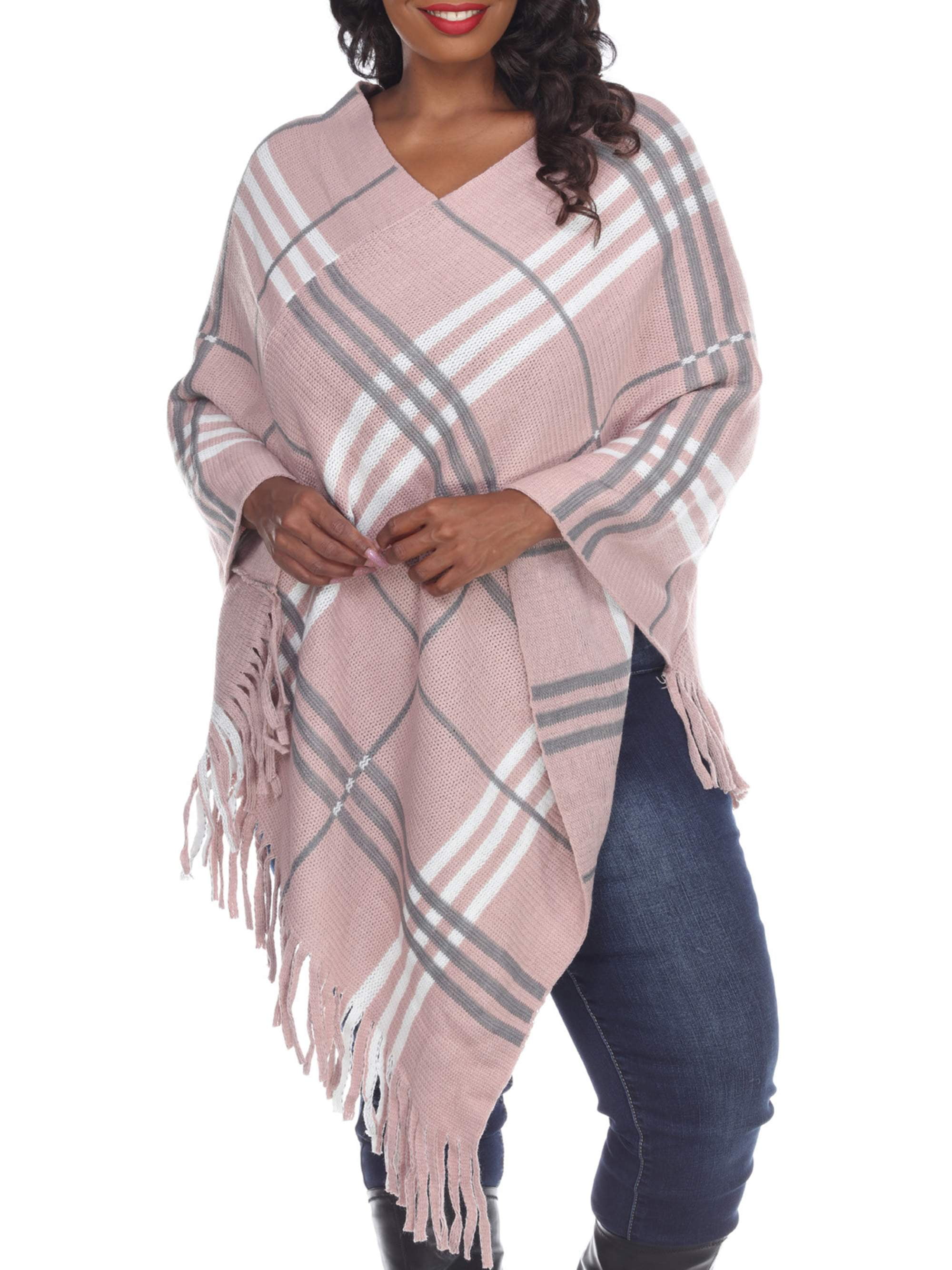 White Mark Women's Plus Size Plaid Print Dakota Poncho - Walmart.com