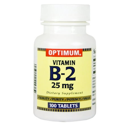 Optimum Vitamin B-2 Tablets, 25 mg, 100 Count