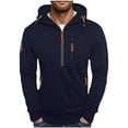 thumbnail image 2 of Momasggi Half Zip Hoodies with Zip Pockets for Men Tactical Hooded Sweatshirt Loose Casual Long Sleeve Hoodie Outdoor Workout Gym Pullover Tops Navy 2XL, 2 of 5