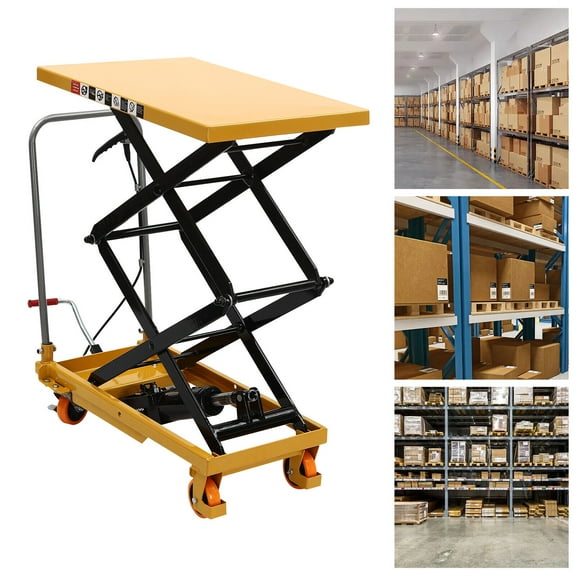 Miumaeov 330LBS Hydraulic Cart Lift Table Double Scissor Manual Platform Truck 45'' Max. Lifting Height