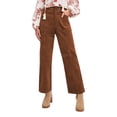 thumbnail image 2 of Women Corduroy Pants Casual Fall Pants Waisted Straight Leg Pants for Women Stretchy Work Trousers with Pockets Light Brown S, 2 of 7