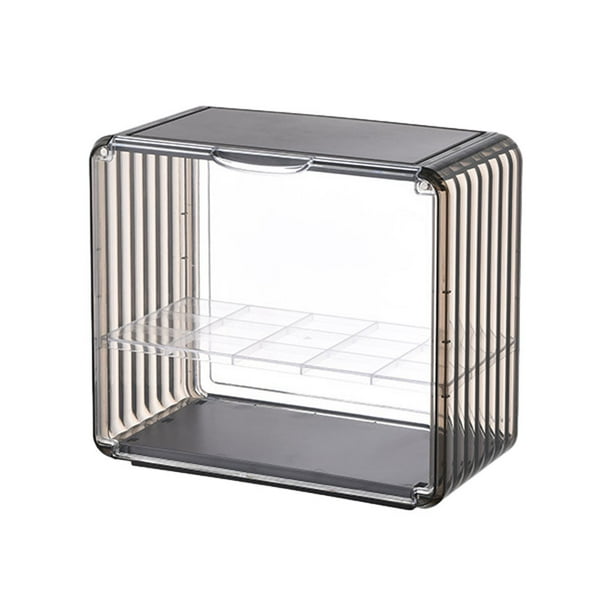 Cateissary Vitrina acrílica transparente para muñecas, coches, escaparate de almacenamiento, organizador a prueba de polvo, contenedor, Almacenamiento y organización del hogar L/marrón