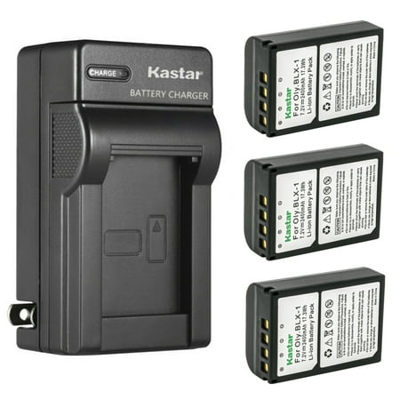 Image of Kastar 3-Pack BLX1 Battery and AC Wall Charger Replacement for Olympus OM SYSTEM BLX-1 Lithium-Ion Battery Olympus OM System BCX-1 Battery Charger Olympus OM System OM-1 Mirrorless Camera