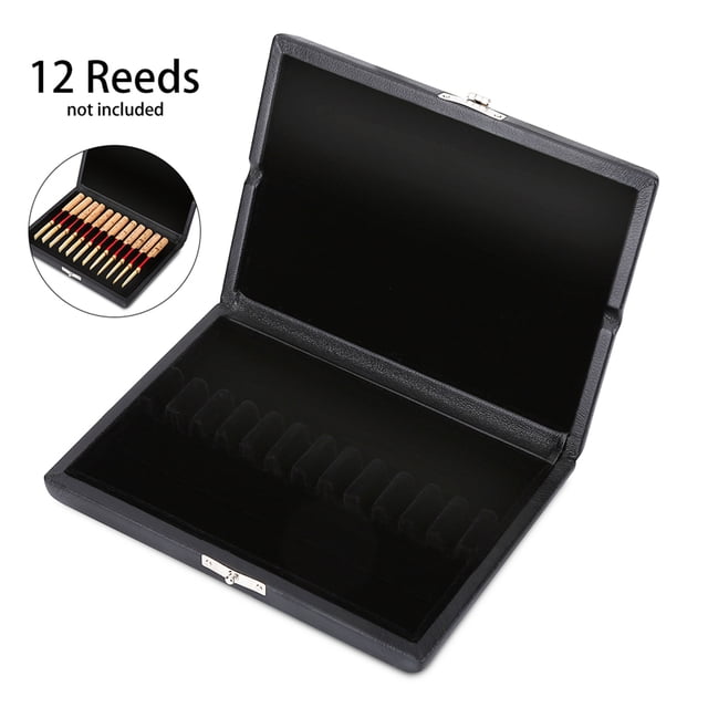 Wooden Oboe Reeds Case, PU Leather Cover Storage Box Holds 10/12/20 Reeds, Protective Holder for Oboe Accessories