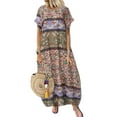 thumbnail image 1 of Gvmfive Women Summer Vintage Short Sleeve Floral Long Dress, 1 of 3