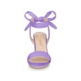 thumbnail image 6 of BLISSFUL STEP Women's Sandals Ankle Tie Back Open Toe Block Heels Purple 12, 6 of 8