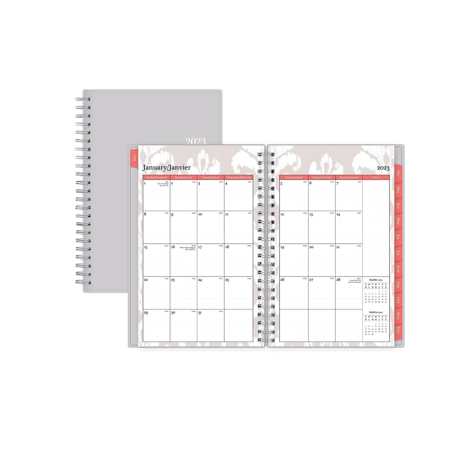 2023 Weekly Monthly Planner, 5x8, Blue Sky, Solid Gray