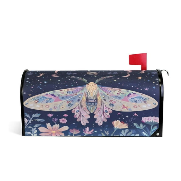 Mailbox Covers Magnetic Large Size Post Box Cover Wrap Outside Waterproof Home Yard Garden Decor Moth Moon Flower 25.5x21