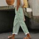 thumbnail image 2 of Amzcrzy Pantalones De Lino Mujer Capri Rayas Moda Pierna Recta Ligeros Holgados Casuales Playa Vacaciones Verano Con Bolsillos Tallas S-2XL Verde, 2 of 5