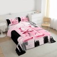 thumbnail image 3 of Manfei Black Pink Ombre Bedding Comforter Set 2pcs for Girls, Bow Knot Monogrammed Twin Comforter Sets, Personalized Letter H Bedding Set, Microfiber Bedroom Decor, 3 of 8