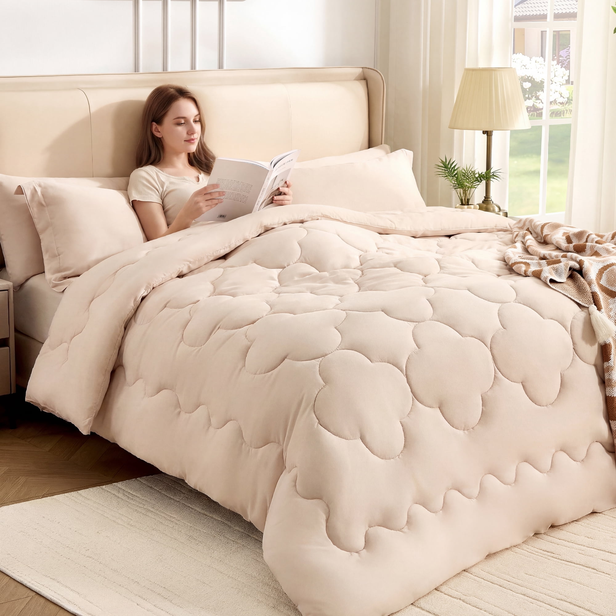 BDEUS Twin Comforter Set 4 Pieces,Bed in a Bag, Bedding Set with Comforter,Fitted Sheet,Flat Sheet,Pillowcase, All Seasons