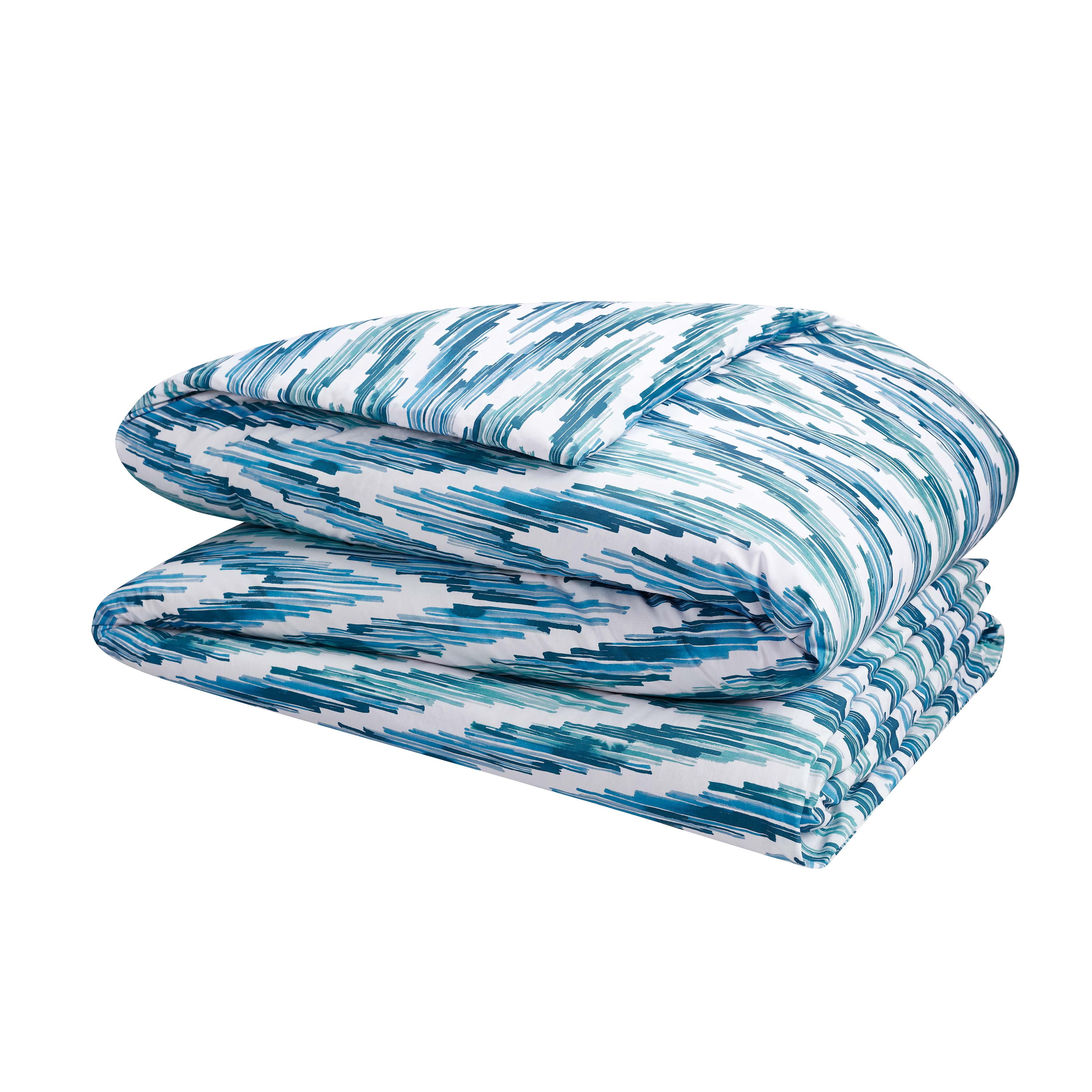 Martex Color Solutions Watercolor Chevron Cotton Comforter Set, White/Aqua, Twin/Twin XL