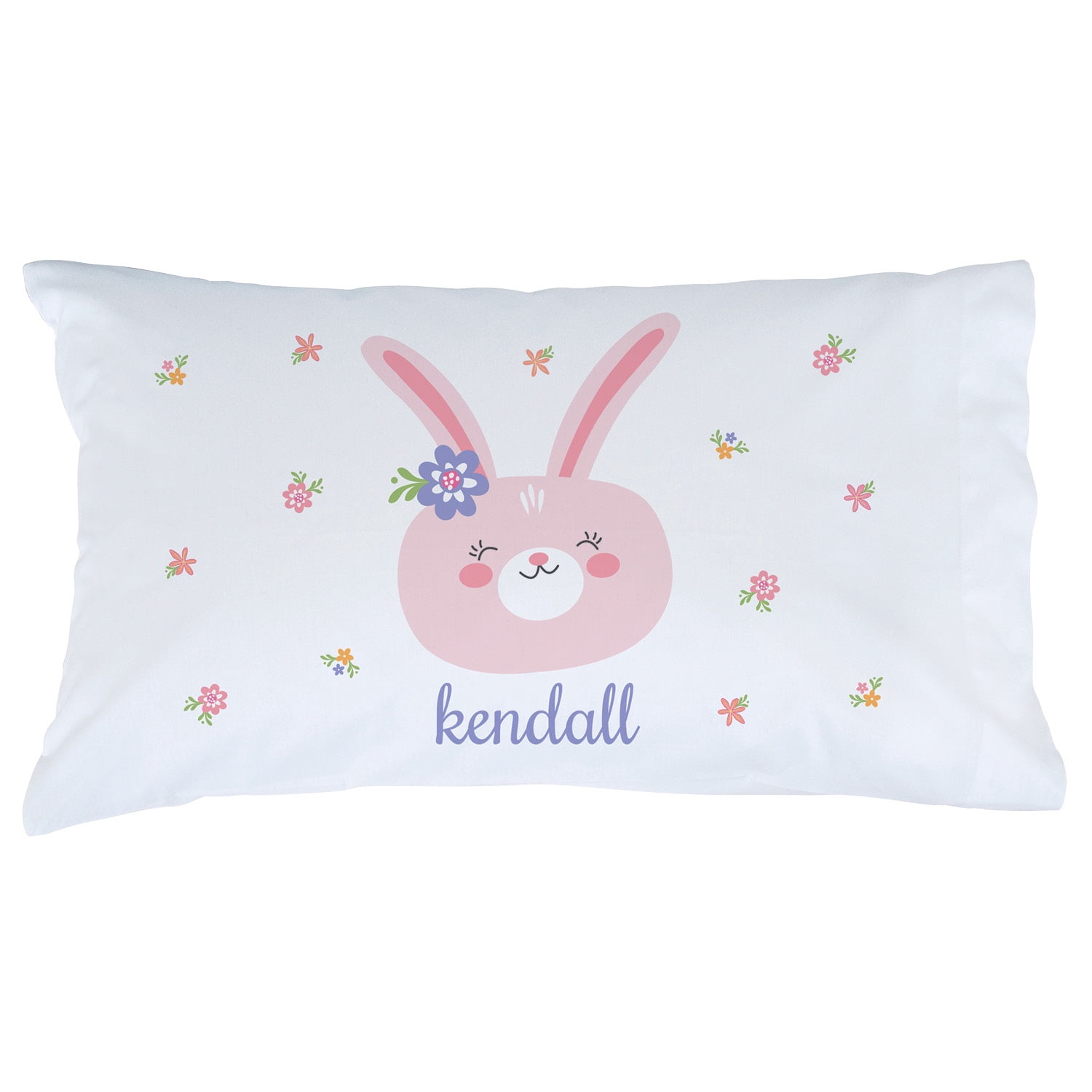 Personalized Sweet Girl Bunny White Pillowcase with Custom Name Printed, Queen / STD