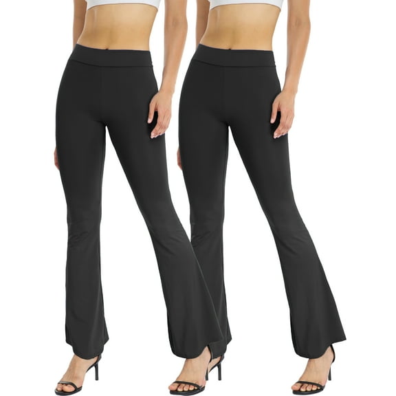 QRIC Bootcut Yoga Pants for Women High Waist Full-Length Workout Flare Leggings 2 Pack, S-XL