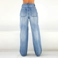 thumbnail image 4 of BXJX Straight Leg Jeans for Women High Waisted Loose Denim Dark Blue Pants for Women Size S, 4 of 19