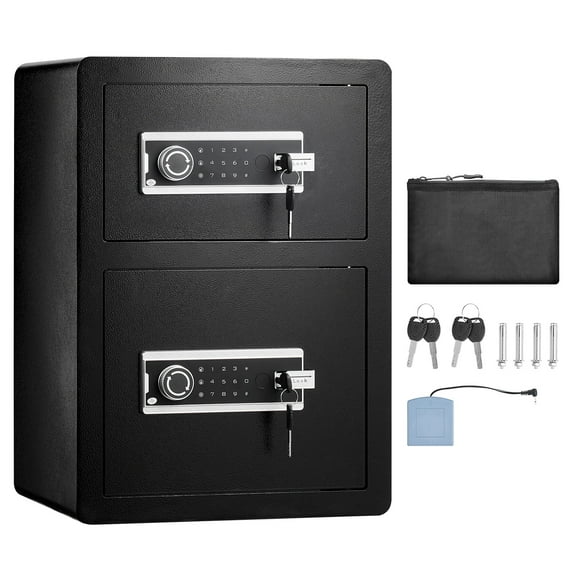 KFFKFF Dual-Entry 3.5 cu.ft Security Safe with Key and Code Locking, Includes Fire-Resistant Pouch, Key Organizer, Illumination, plus Two Adjustable/Removable Shelves for Cash Precious Items