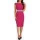 thumbnail image 1 of Vestido de oficina INSPIRE CHIC para mujer, con mangas cortas, ceñido elegante y cinturón, color rosa intenso, 1 of 6