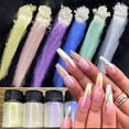 thumbnail image 4 of Polvo cromado de purpurina de sirena embotellado, pigmento holográfico Aurora, bricolaje, Perla blanca, frotamiento, manicura, 1 tarro, 2023, 4 of 4