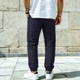 thumbnail image 5 of Domuza Pants for Men Cotton Linen Yoga Golf Beach Jogger Sweat Lounge Harem Pants Trousers Navy XL, 5 of 7