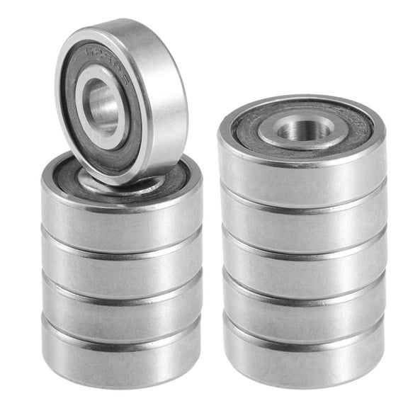 10pcs 5x16x5mm Double Rubber Seal 625-2RS Single Row Deep Groove Ball Bearings Silver Tone