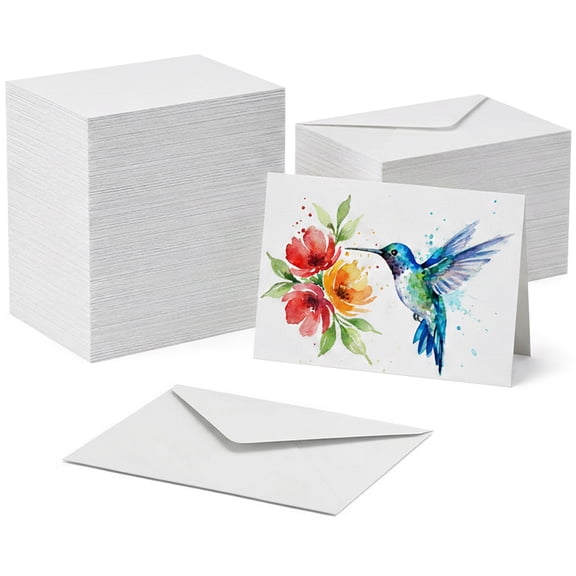 100 Pcs Blank Watercolor Cards and Envelopes Set | 4 x 6 Inch 250 Gsm Cotton Watercolor Paper Cards White Greeting Card Postcard for Painting