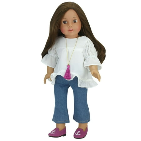 Sophia's by Teamson Kids Cheerleader Top, Skirt, & Pom-Pom Set for 18â€ Dolls, Red/Navy