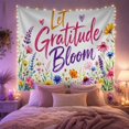thumbnail image 2 of Let Gratitude Bloom Within a Colorful Floral Border, Whimsical Watercolor for Flower Lovers, Botanical Wall Art, Thank You Gift, Tapestry Wall Hanging for Bedroom and Studio, 2 of 7