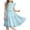 Light Blue, variant on XIMIN Tween Girls Summer Casual Elegant O Neck Daily Dress Cap Sleeve Solid Color Dress Formal Ruffle Sleeve A Line Dresses with Belt High Waist Swing Party Dress