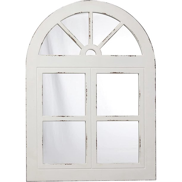 Farmhouse Large Arched Window Mirror 30" x 40", Hanging Distressed